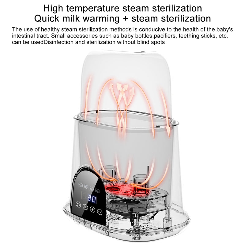 High temperature steam sterilizer with digital display on a white background