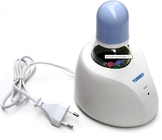 White electronic device with colorful lights and a power cord on a white background