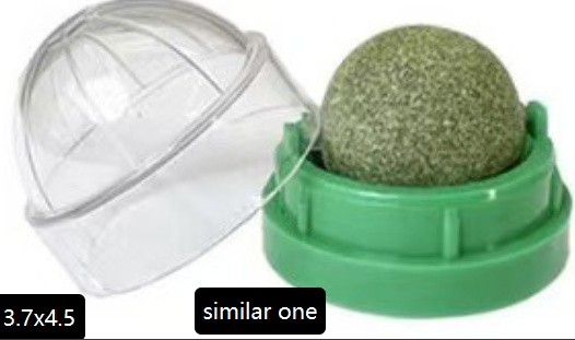 Green container with a textured green ball inside, on a white background