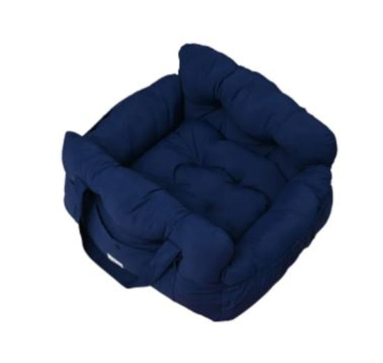 Navy blue pet bed on a white background