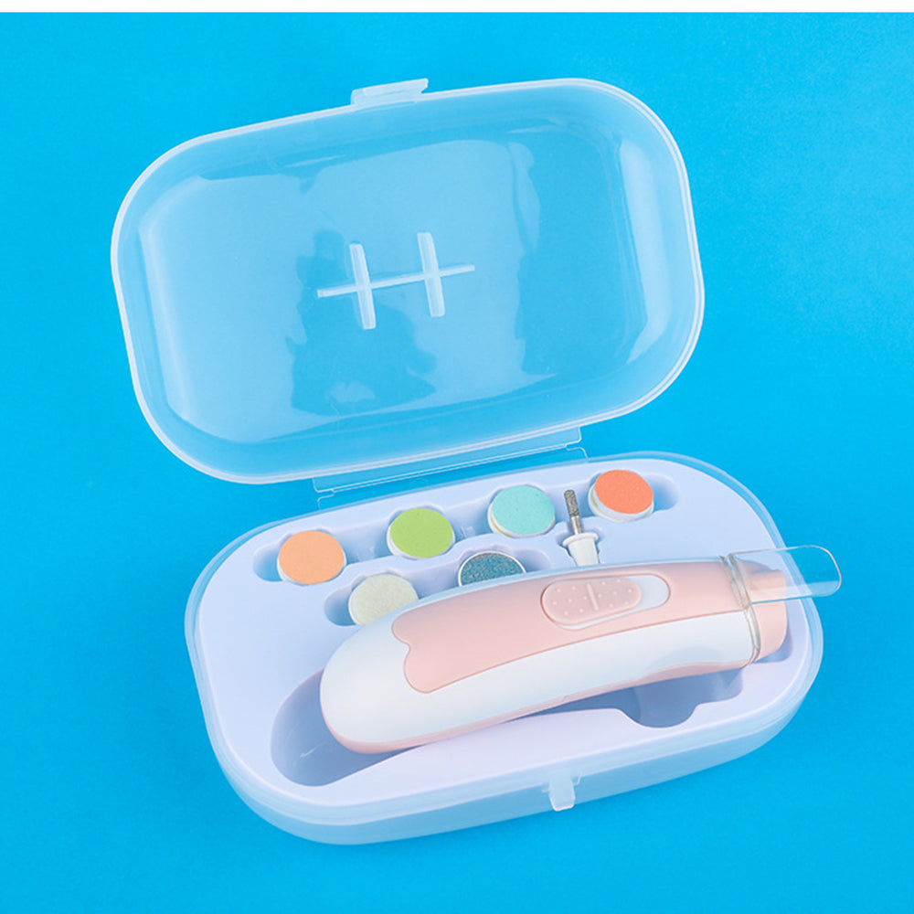 Portable dental tool set in a clear case on a blue background