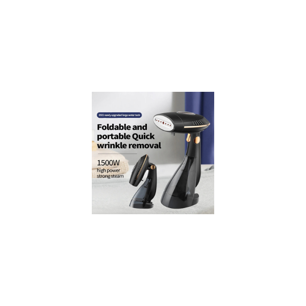Foldable and portable quick wrinkle removal device with packaging on a white background