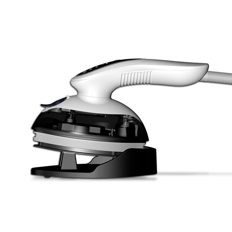 White and black steamer machine on a white background