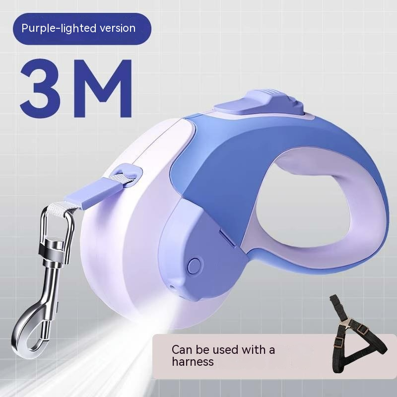 3M purple-lighted dog leash on a white background