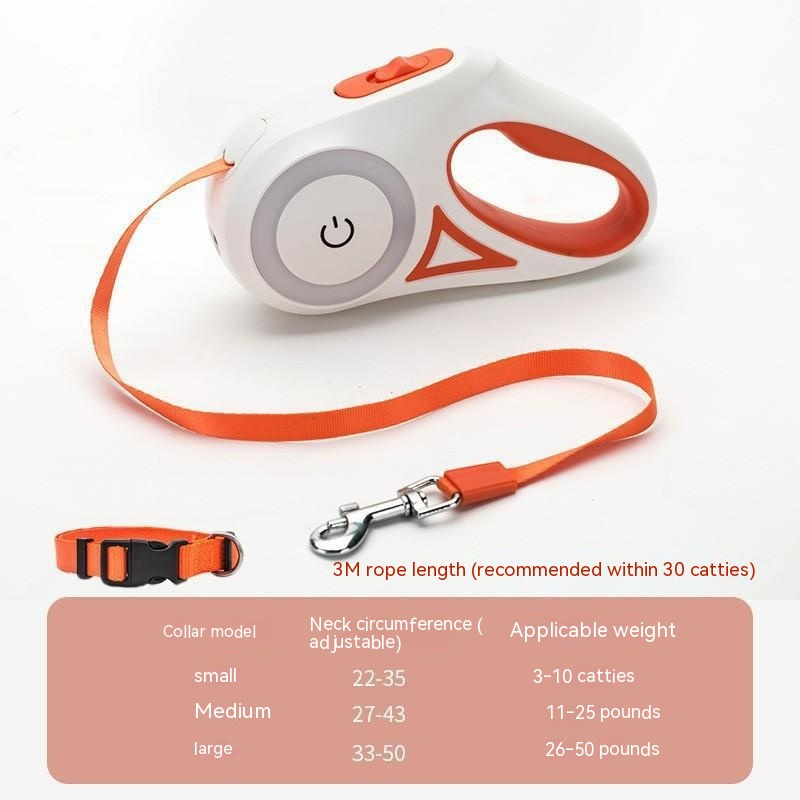 Retractable dog leash with collar on a white background