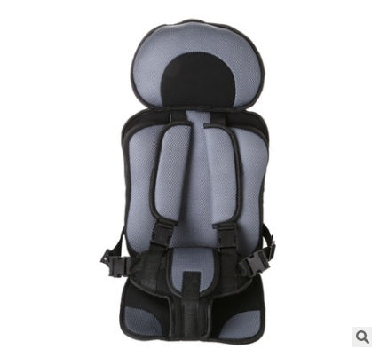 Gray and black child safety seat on a white background
