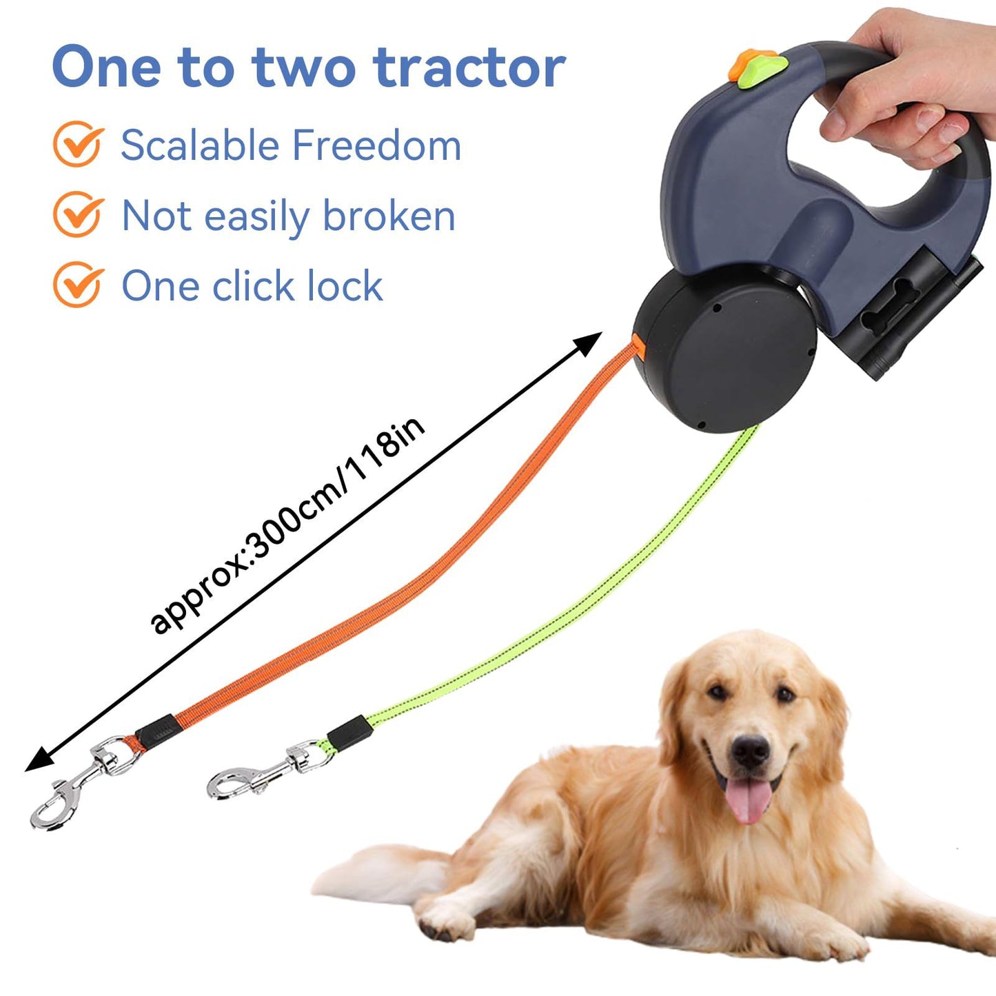 Retractable Dog Leash with LED Lights – Safe Night Walks for Dogs