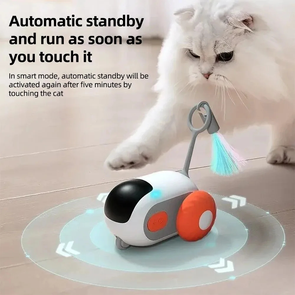 Pet toy with a cat interacting with it on a wooden floor.