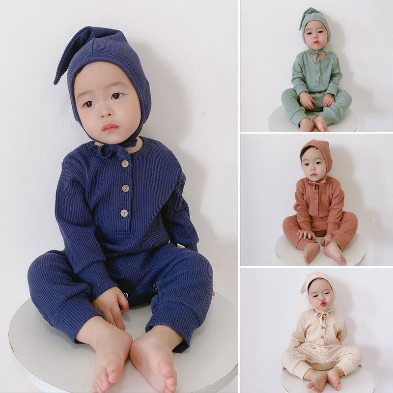 Collage of children wearing colorful outfits and hats on a white background